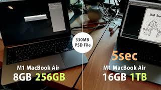 Apple M1 MacBook Air 8GB vs 16GB _ Photoshop PSD Flie Loading Test