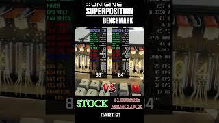 Memory Clock +1GHz Vs Stock SuperPosition Benchmark Part 1 #shorts