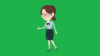 Girl Cartoon Character Explaining  Girl Talking Green Screen