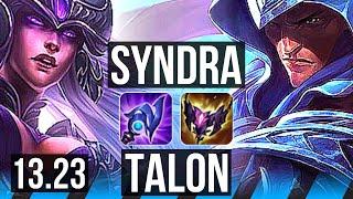 SYNDRA vs TALON MID  606 500+ games 900K mastery Dominating  KR Master  13.23