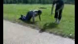 Funny roller skates accident