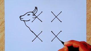 How to draw a OX from 4×4 dots easy  Easy Bull drawing  OX Rangoli  Mattu pongal kolam