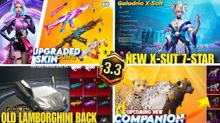 New Galadria X-Suit 3.3 Update Bgmi  Old Lamborghini Back Bgmi  New Companion  Upcoming Gun Skin