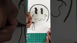 How To Draw Melting Smiley Face Emoji #cartoon #art #drawing #shorts