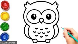 How To Draw An Owl  Owl Drawing  Smart Kids Art