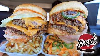 MUKBANG EATING Fresh Burger Double Burgers Cali Fries Poutine  Family Business