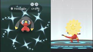 WE CAUGHT SHINY HELIOPTILE POKEMON GO SHINY HELIOPTILE EVOLVES INTO SHINY HELIOLISK