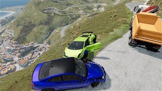 Mobil Kecelakaan Tabrakan Jatuh Ke Jurang Mobil Hancur Rusak Terguling Beamng.Drive Crash