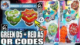 QR CODES GREEN ACE DRAGON D5 + RED BUSHIN ASHINDRA A5 BEYBLADE BURST RISE APP