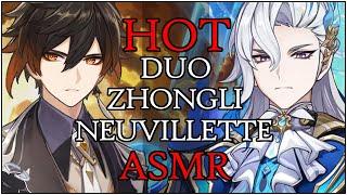 𝐕𝐄𝐑𝐘 HOT SANDWICHED BETWEEN NEUVILLETTE & ZHONGLI DUO ASMR   Binaural 3D SPICY Genshin x Listener