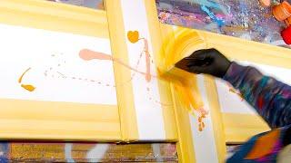 Abstract Painting demonstration in Acrylics with masking tape  Litalia