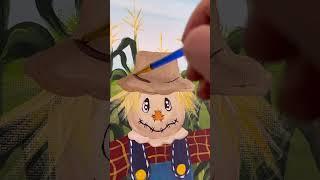 clip Painting details on the scarecrow  #easypainting #beginner #scarecrow #fallpainting