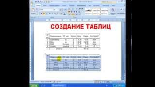 Пример создания таблицы в программе Microsoft Word