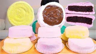 ASMR 몽실몽실 마쉬멜로우케이크 라즈베리 레몬 우유 누텔라 생크림 먹방 Marshmallow Cakes With Nutella Whipped Cream MuKBang