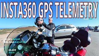 INSTA360 GPS TELEMETRY test Stats Speed Elevation Direction Total Distance Slope Route #banegtv