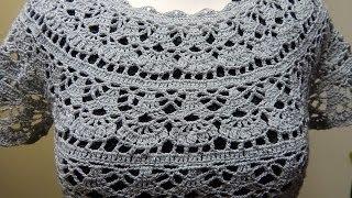 Blusa Gris Crochet Fácil parte 1 de 2