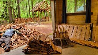 Death By Cedar Roof Shakes kinda  Log Woodshed Build Part 8