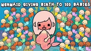 Mermaid Giving Birth to 100 babies  Toca Life Story  Toca Boca