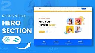 How to build Responsive Hero Section with React js + Tailwind + Framer-motion  E-Tutor Hero section