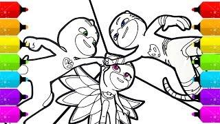 PJ Masks Coloring Pages  How to Draw Catboy Gekko and Owlette