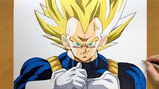 How to draw Vegeta from Dragon Ball  step by step  Easy to draw  draw anime