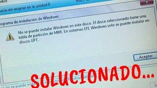Windows solo se puede instalar en discos GPT SOLUCIÓN