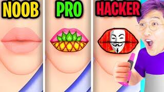 Can We Beat NOOB vs PRO vs HACKER Mode In LIP ART 3D? INSANE LIP ART 3D APP