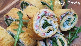 Roll with arugula in the oven. Easy recipe from Easy Tasty.