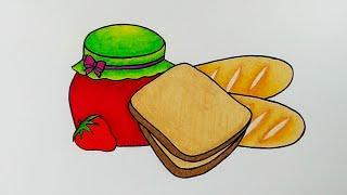 Menggambar roti dan selai  Cara menggambar dan mewarnai roti