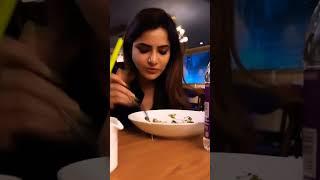 Ashu Reddy is Having her Favorite Food with Juice New Video