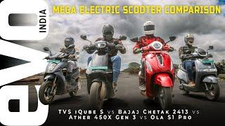 TVS iQube S vs Bajaj Chetak vs Ather 450X vs Ola S1 Pro Electric Scooter Comparison 2022  evo India