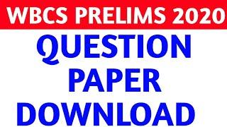 Wbcs Preliminary 2020 Question Paper Download