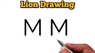 How to Draw Easy lion From letter M M  Number Drawing