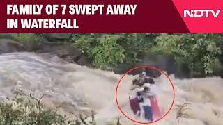 Family Swept Away In Waterfall  On Camera Family Of 7 Swept Away In Swollen Waterfall Near Mumbai