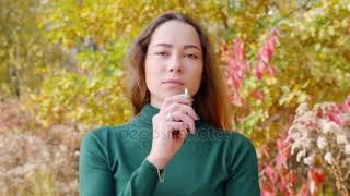 Young Attractive Brunette Woman Smoking Tobacco Stick Heating Blow Smoke