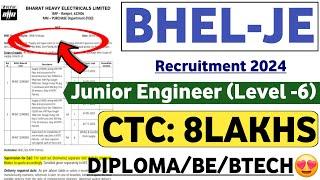 BHEL Recruitment 2024  CTC 8LPA  BHEL Jobs 2024  BHEL Vacancy 2024  BHEL 2024  Latest