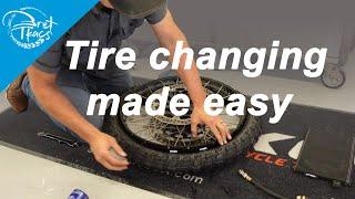 full length Quick and easy motorcycle tire change