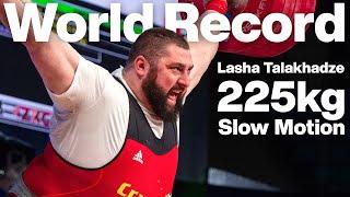 Lasha Talakhadze 225kg Snatch World Record Slow Motion 2021 World Weightlifting Championships 4k