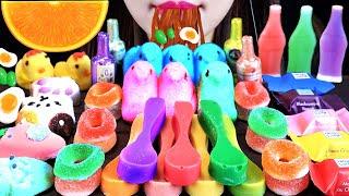 ASMR RAINBOW DESSERT SPOON CHOCOLATE DONUTJELLY MARSHMALLOW NIK-L-NIP WAXBOTTLEJAJANGMYEON GUMMY