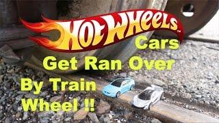 Hot Wheels Cars gets ran over by Train Wheel