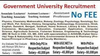 Lecturer and Assistant Professor Vacancies in Govt. University  WithWith out UGC NET  Rs 1L pm