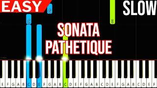 Beethoven - Sonata Pathetique - EASY SLOW Piano Tutorial for Beginners