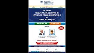 Live Webinar on  Meetings of Board of Directors SS-1 and Revised Secretarial Standard