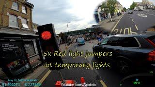 5x Red Light Jumpers at temporary lights. No police action. YE21SMU HF22UTY YS69XNE EJ19LMK ND66AOW