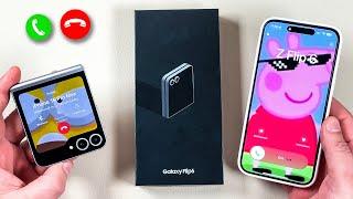 Samsung Z Flip 6 - Unboxing + Boot Animation + Incoming Call + Outgoing Call & iPhone 15 Pro Max