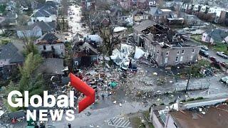 Nashville tornado Drone footage shows incredible path of destruction and damage