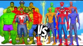 HULK COLORFUL SQUAD VS SPIDERMAN COLORFUL SQUAD in the Mutilverse - EPIC BATTLE