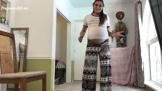 huge pregnant belly burping