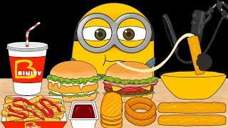 ASMR 미니언즈 햄버거 애니 먹방 Minions Burger Animation Mukbang