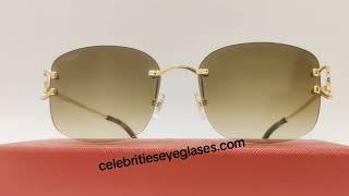 Cartier C Wire Rimless Gold Frame Tea Lens Eyewear